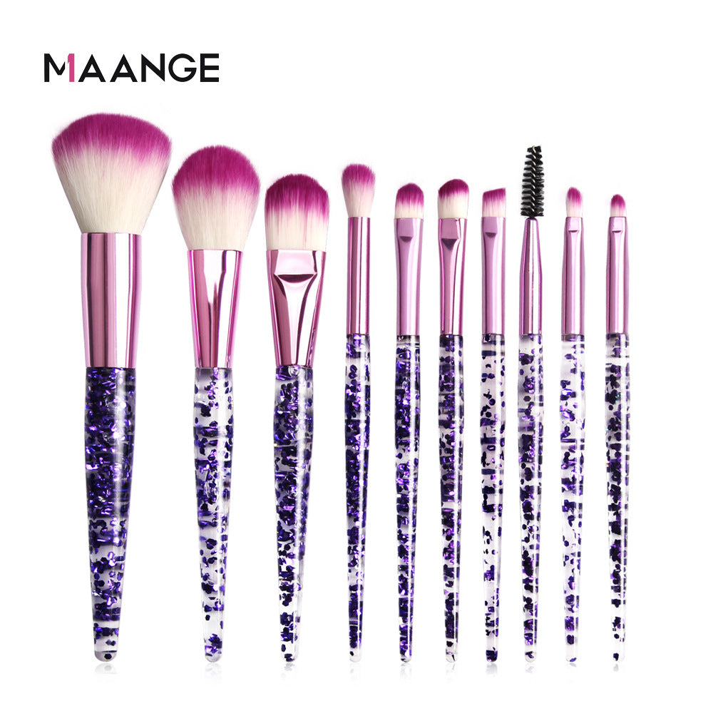 liquid glitter makeup brushes set purple