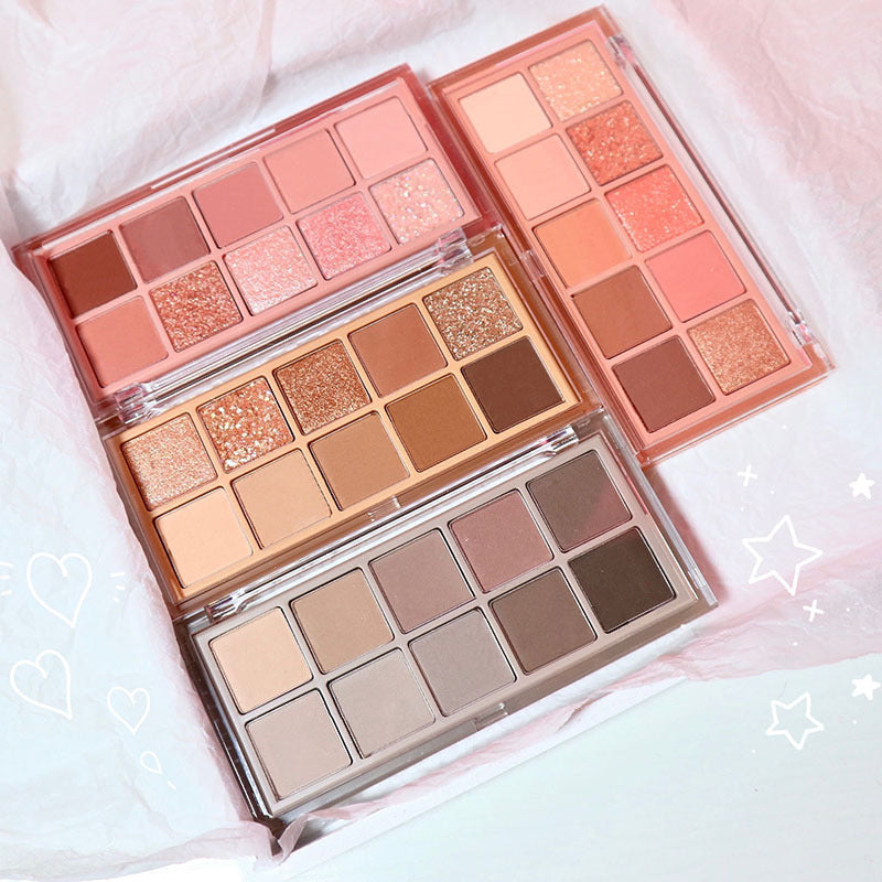 10 Colors Neutral and Pink Eyeshadow Palette Collection