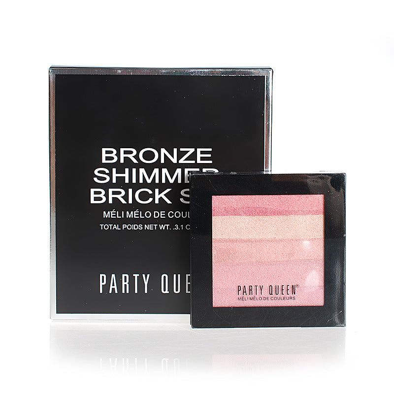 Party Queen Bronze Shimmer Brick Set Polvo compacto natural fino con cepillo