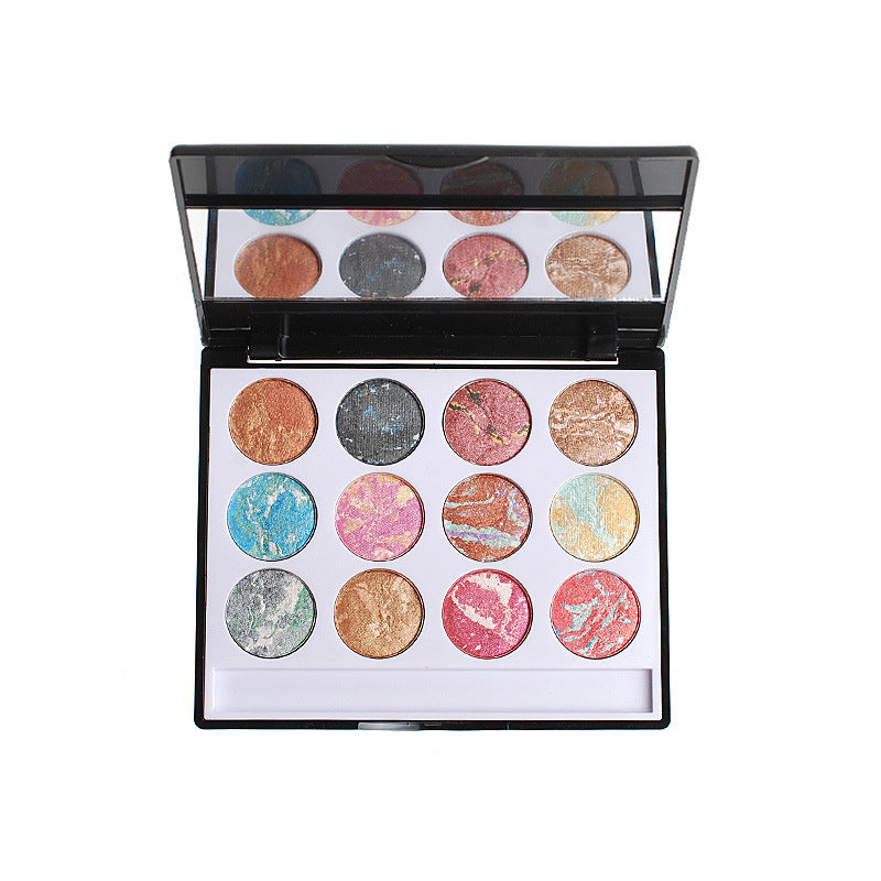 Party Queen Terracotta Baked Eyeshadow Palette 12 Colors Aurora Nude and Smokey Makeup Eye Shadow