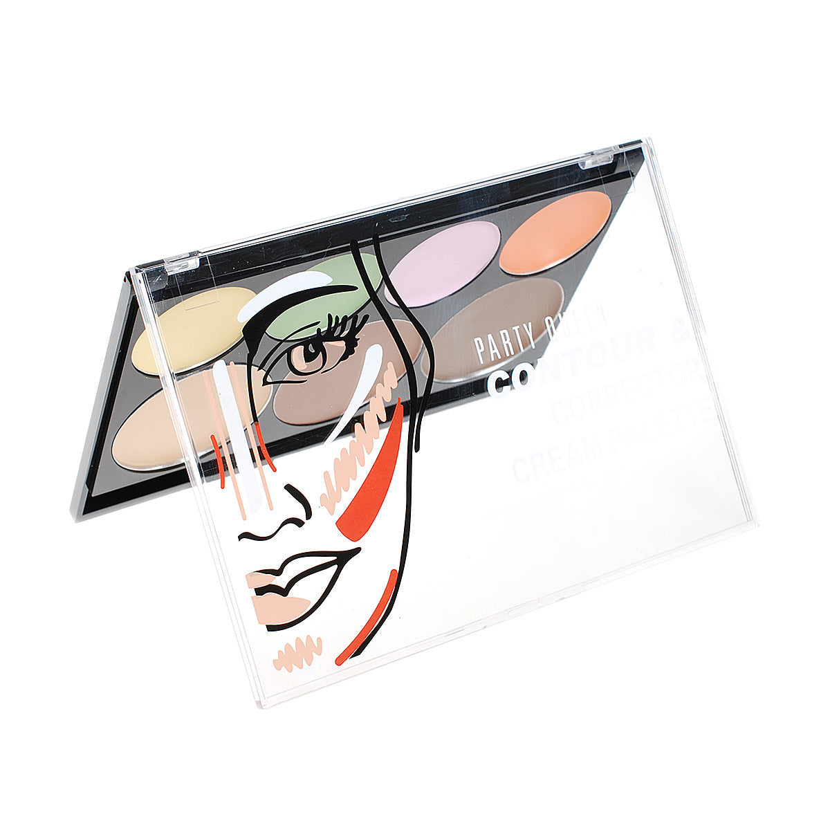 transparent lid printed with use instructions of contour palette