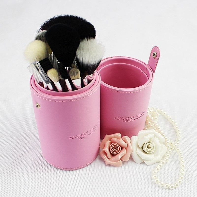 Angels & Demons Pink Pro 24 PCS Makeup Brushes Cup Set