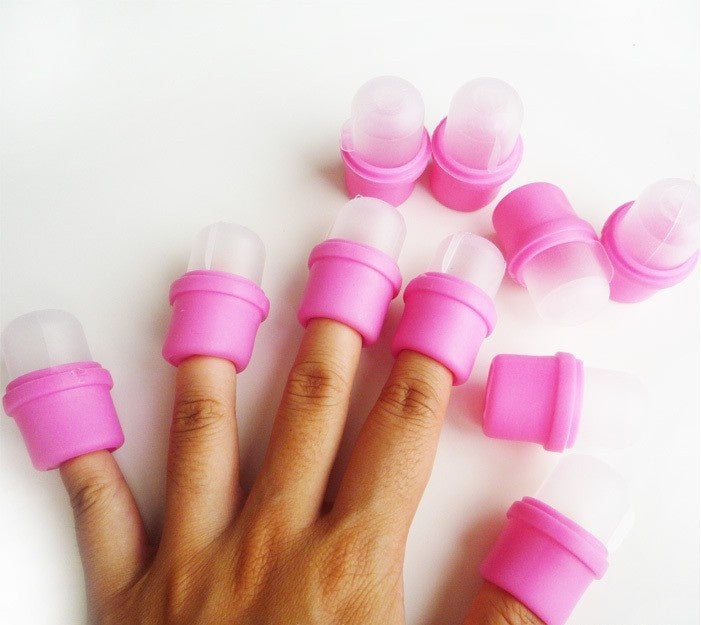 10 Pcs Wearable Nail Soakers Polish Remover DIY Acrylic UV Gel Cap Tip Set