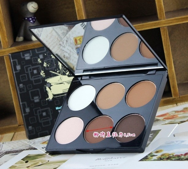 Maycheer 3D Carry Bright 6 Tones Grooming Pressed Powder Palette Matte Finishing Powder