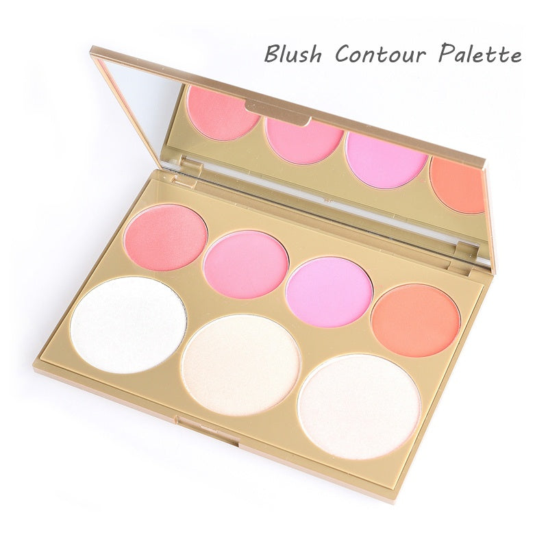Party Queen Strobe of Genius Illuminating Palette 7 Color Long Lasting Natural Contouring Blush Palette