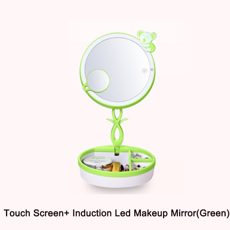 Touch Screen Led Makeup Mirror Dual Magnifying Glass Cosmetic Mirror Induction Bedside Lamp