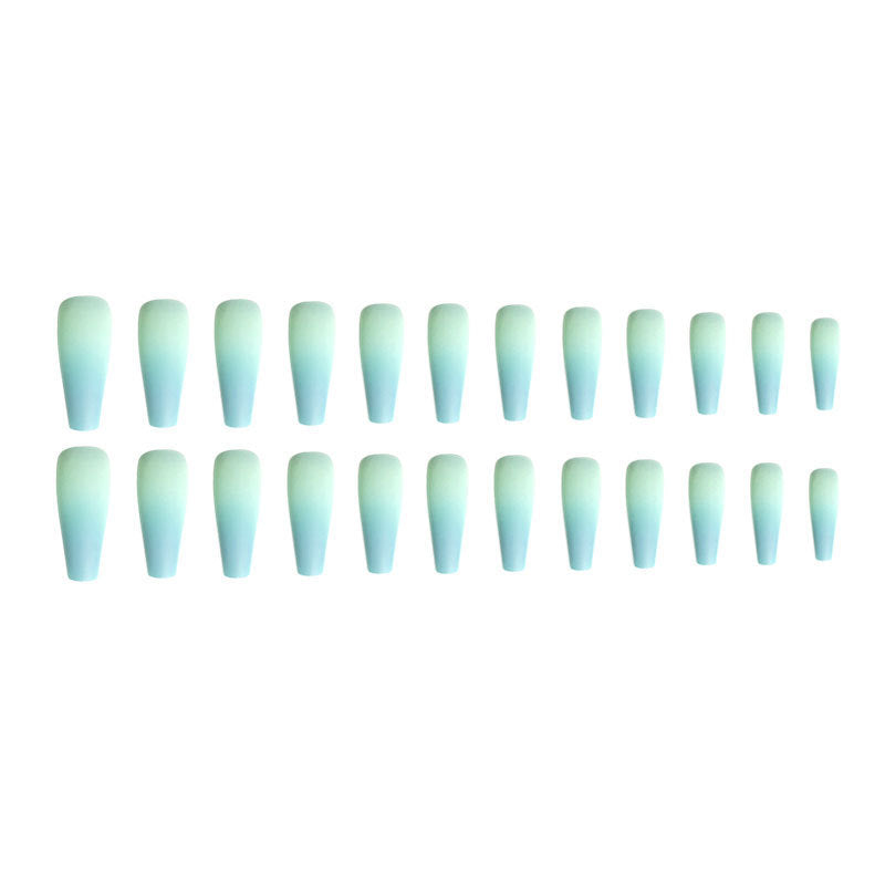 24 pcs blue ombre nails on white background