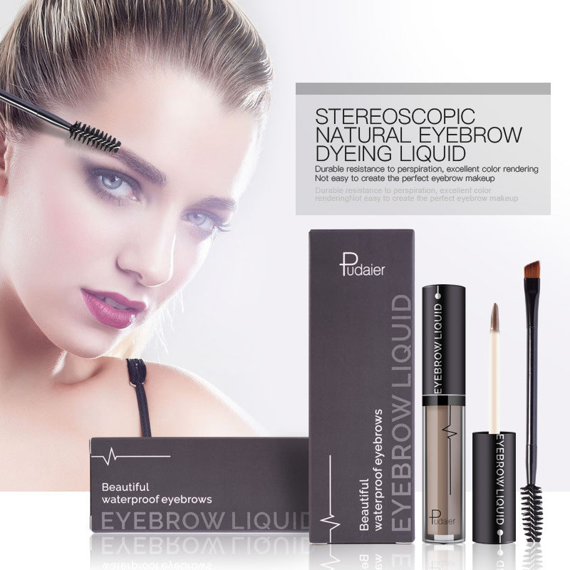 Waterproof Liquid Eyebrow Pomade Smudge-Proof 24 Hours Long Lasting Tinted Makeup Color Brow Gel with Brush Grey Brown Coffee Eyebrows Make up