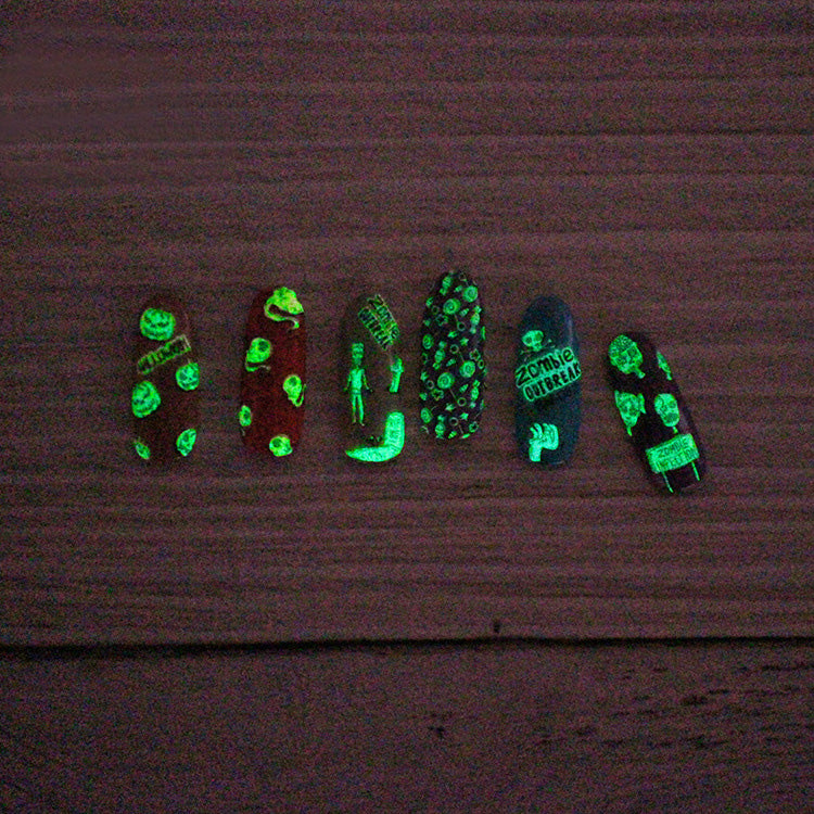Waterproof Glowing Halloween Nails Stickers Peel and Self-Adhesive Fingernail Decals Pumpkin Monster Nail Art Glow in The Dark for Kids