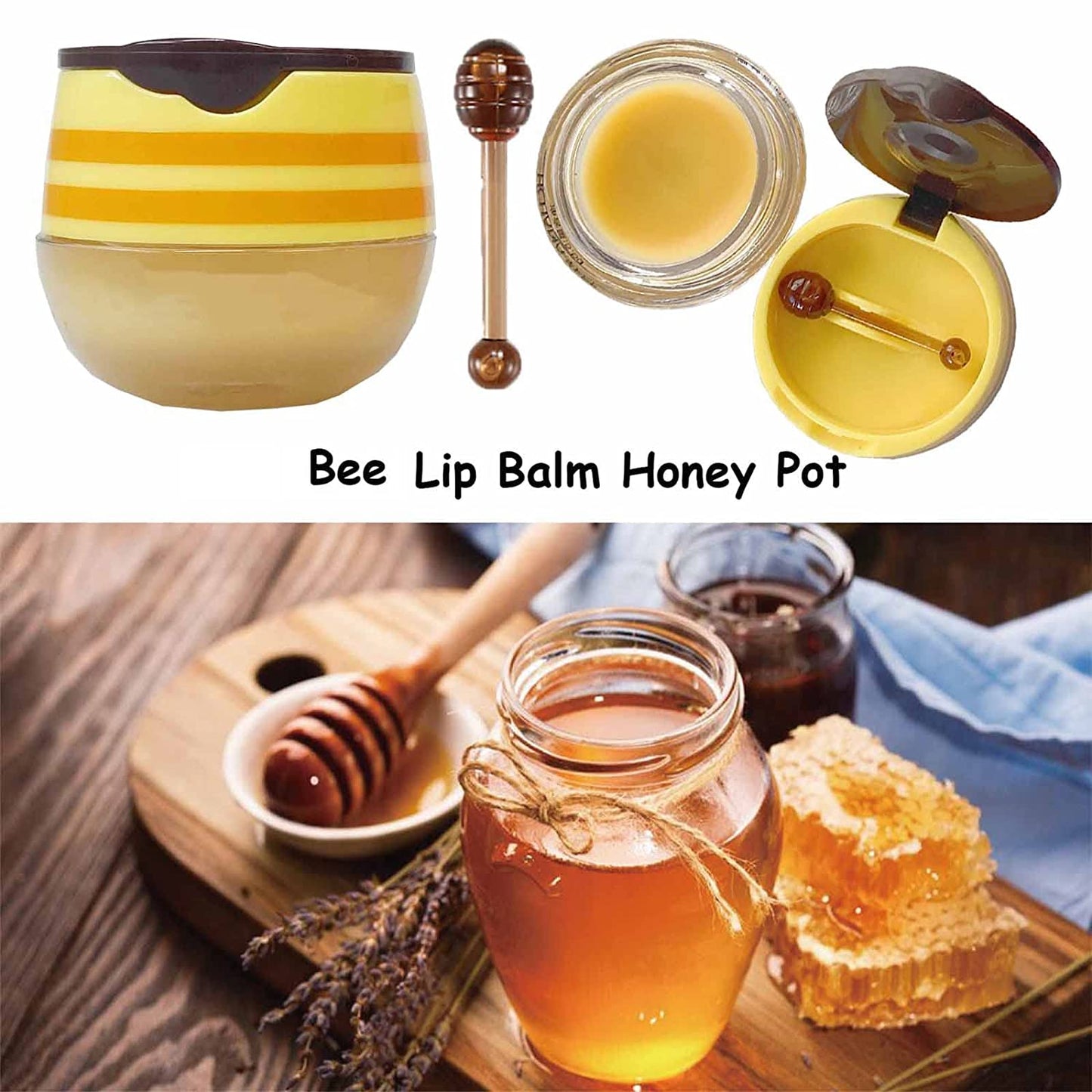 Natural Lip Balm Honey Pot Mel Strawberry Propolis Moisturizing Hydrating Prevention Dry and Cracked Lip Scrubs Exfoliator