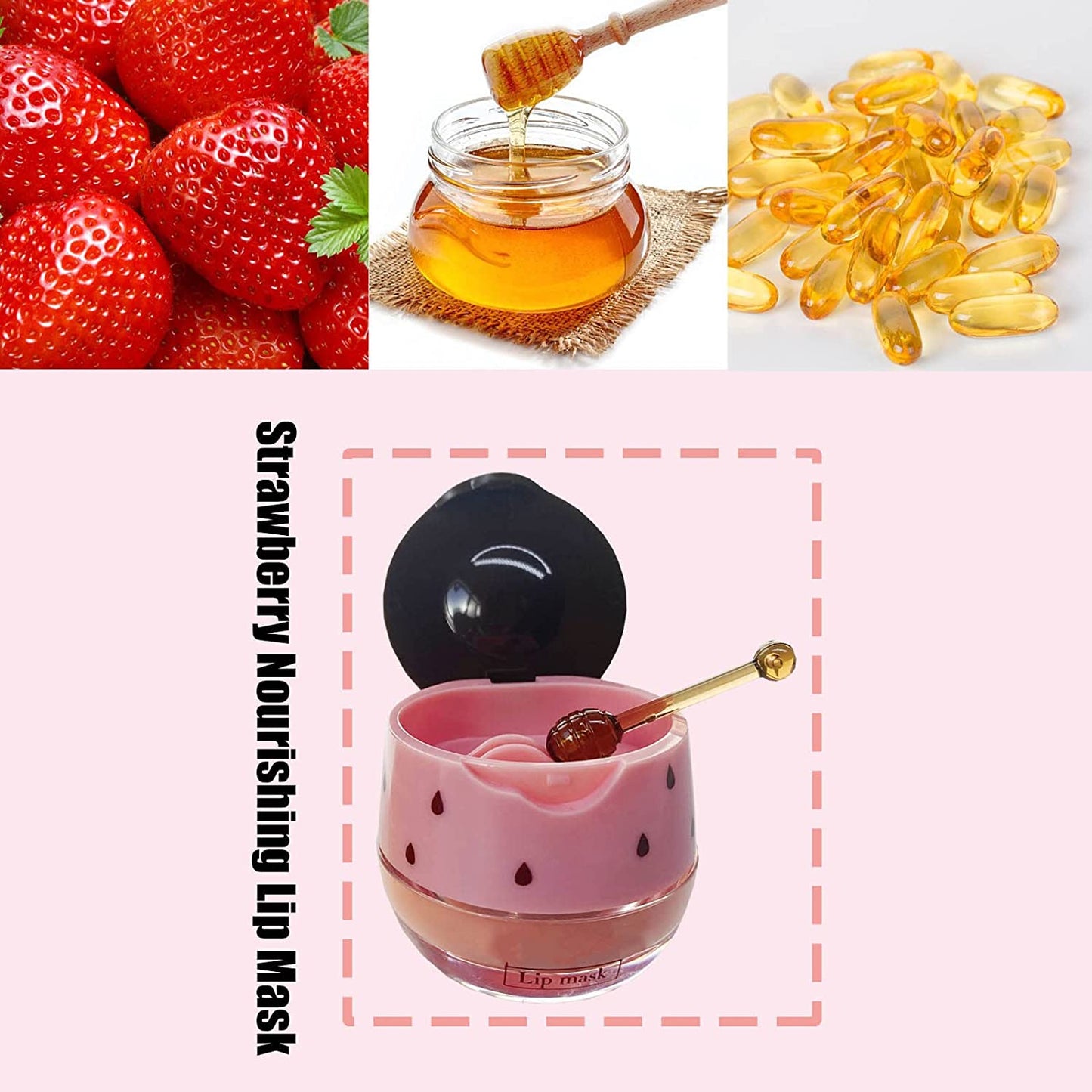 Natural Lip Balm Honey Pot Mel Strawberry Propolis Moisturizing Hydrating Prevention Dry and Cracked Lip Scrubs Exfoliator