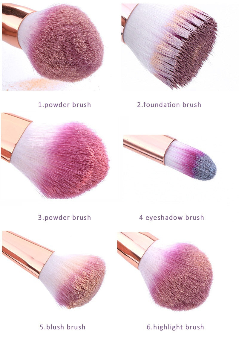 New 6 pcs Mermaid Makeup Brush Sets Colorful Fishtail Make up Brushes