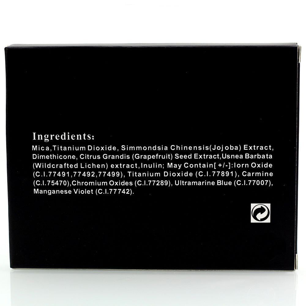 ingredients list on the outer packing of concealer palette