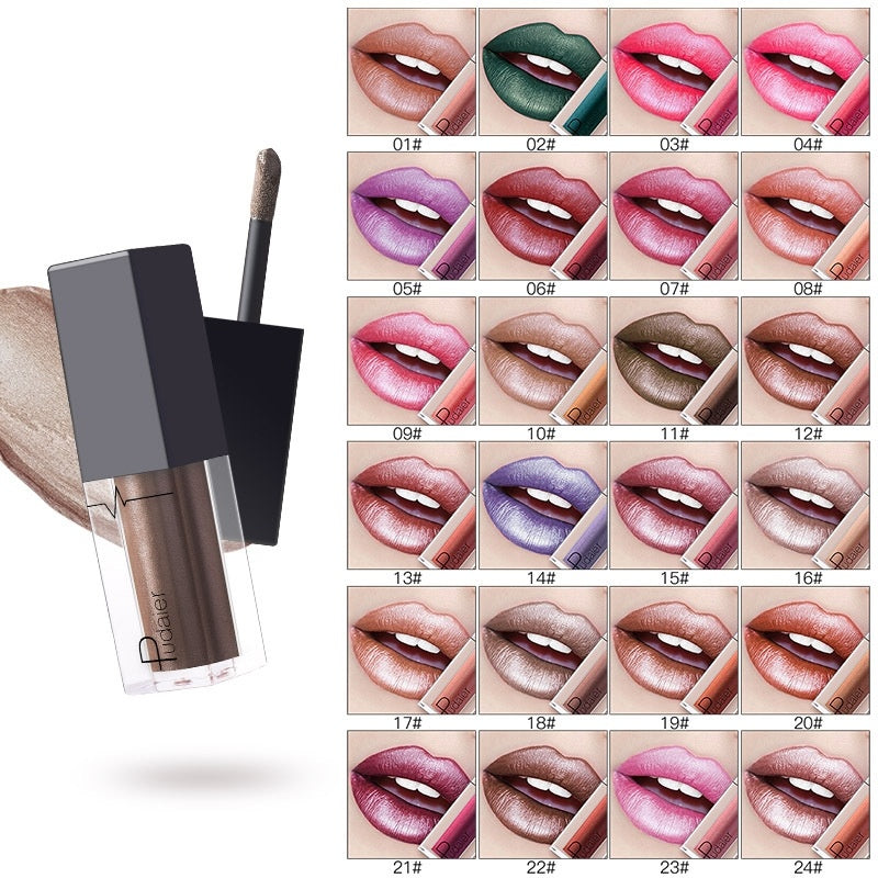 Pudaier New Fashion Metallic Lip Gloss Non Sticky Long Lasting Lipgloss Full Sexy Shiny Lips Makeup