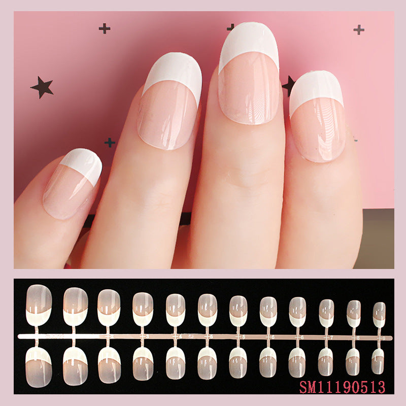 Timeless Classic French Nails Art Manicure Tan Artificial Nail Collection Finished Full Cover Fingernail Tips Patch