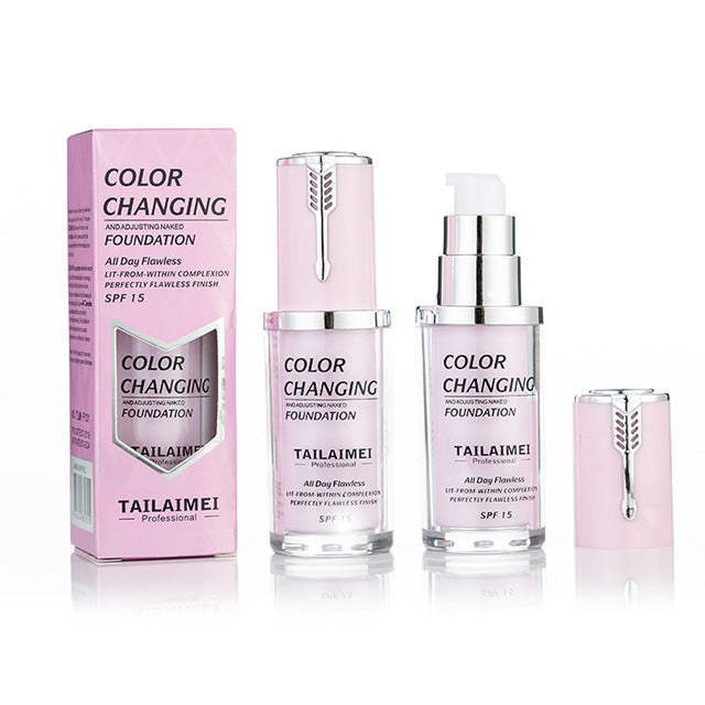 TLM Magic Liquid Foundation Color Changing and Adusting Naked Foundation All Day Flawless Sun Block SPF 15 Face Makeup
