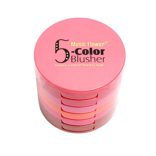 Paleta de rubor rosa de 5 colores con brocha, resistente al agua, Kit de colorete de larga duración, suave, suave, Natural, impecable, maquillaje facial