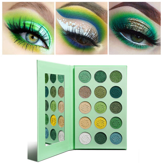 Green Smokey Eye Shadow Matte and Glitter Highly Pigmented Makeup Palettes Eyeshadow Yellow Purple Blue 15 Color Bright Creme Shimmer Pallet