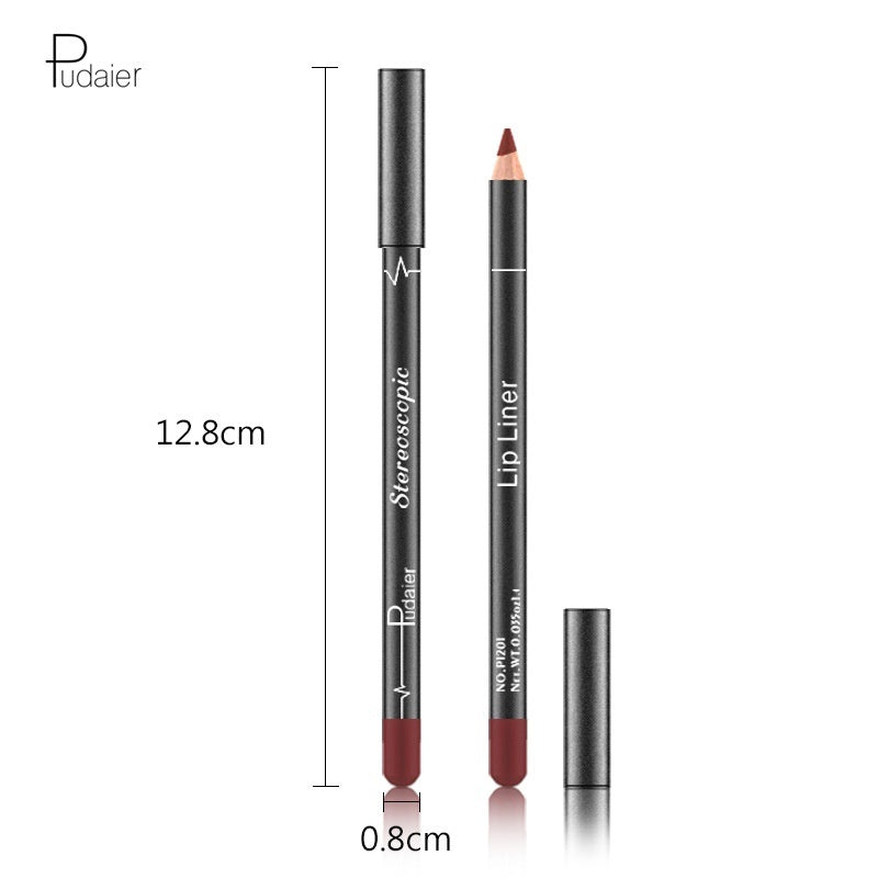 Pudaier 12 Pieces Stereoscopic Lip Liner Pencil Set Smooth Waterproof Long Lasting Velvet Matte Lipliner New Fashion Lips Makeup