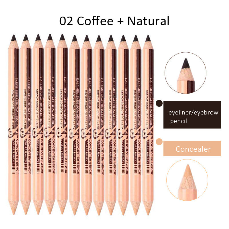 12pcs Menow 2In1 Dual use Eyeliner/Eyebrow Pencil and Concealer Pencil Long Lasting Eye Makeup Pencils