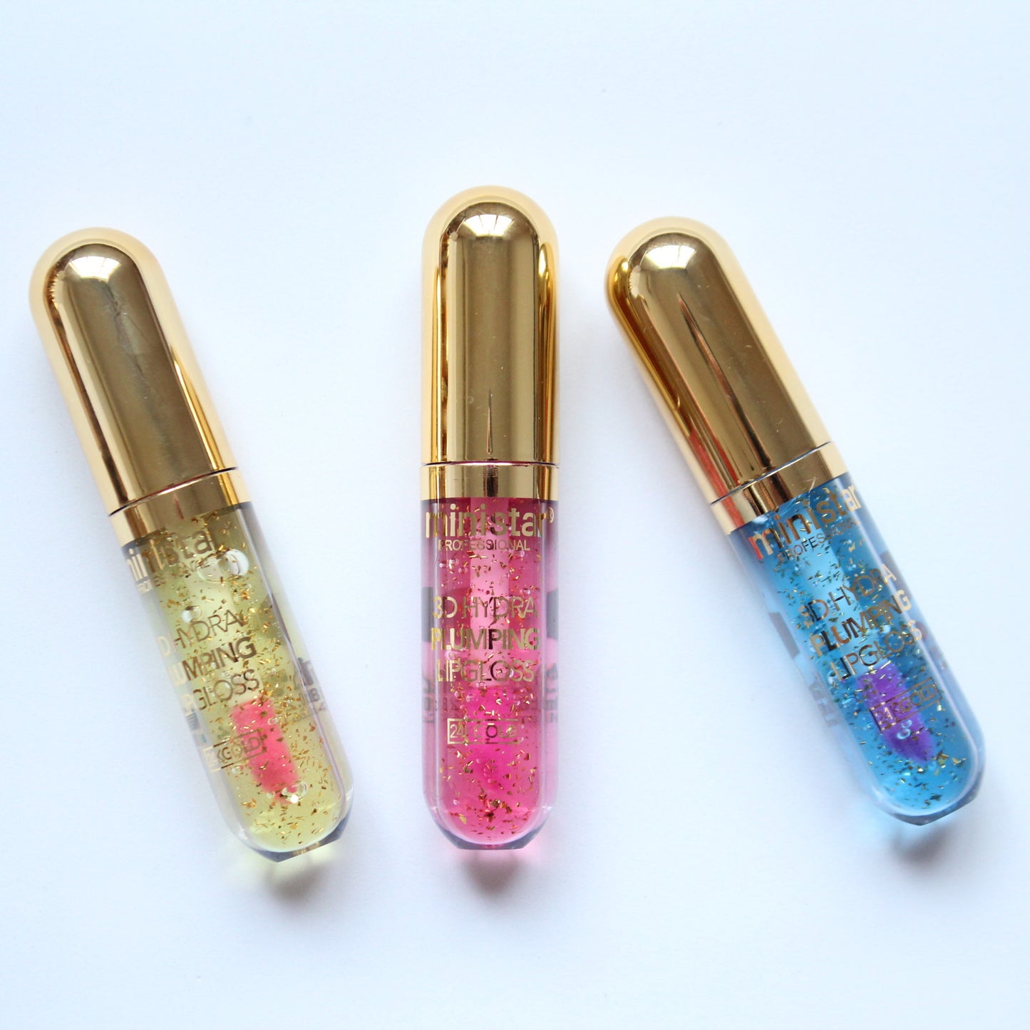 Ministar Glitter Lip Plumper Gloss 24K Golden Sequins 3D Hydra Plumping Lipgloss Clear Gradual Long Lasting Lips Makeup