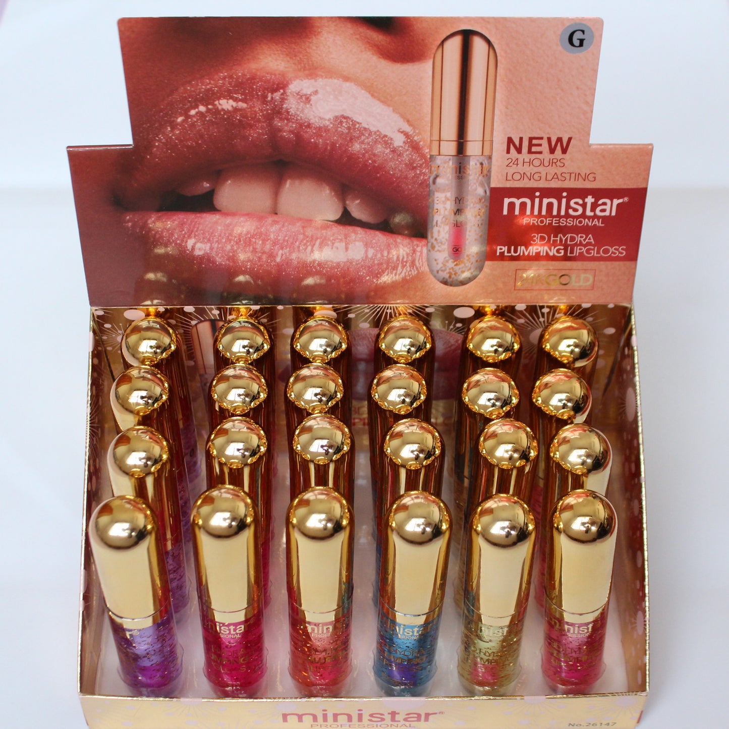Ministar Glitter Lip Plumper Gloss 24K Golden Sequins 3D Hydra Plumping Lipgloss Clear Gradual Long Lasting Lips Makeup