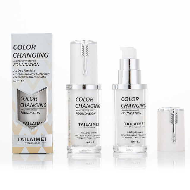 TLM Magic Liquid Foundation Color Changing and Adusting Naked Foundation All Day Flawless Sun Block SPF 15 Face Makeup