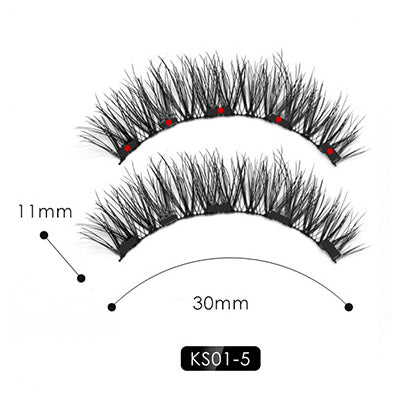 New Magnetic Eyeliner and Lashes Set Hand Made Natural Long Black Full Strip False Eyelashes Kit with 5 Magnets
