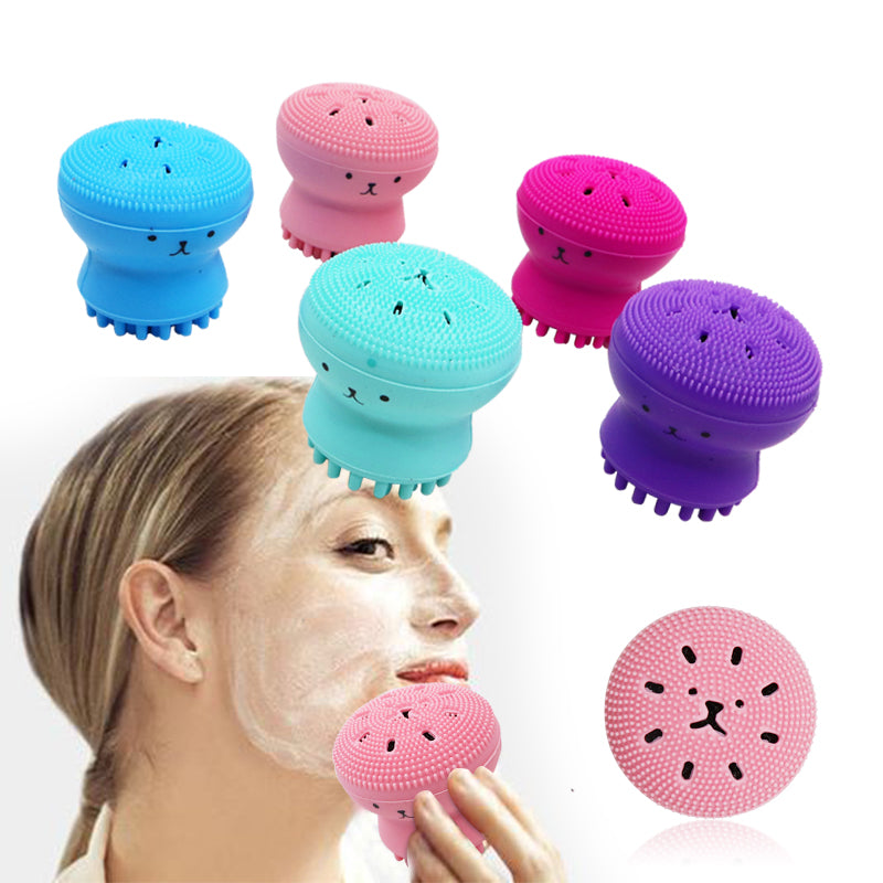 Cute Octopus Silicone Facial Cleansing Brush Soft Quality Food Grade Material Face Cleanser Pore Scrub Washing Exfoliator Tool Skin Care
