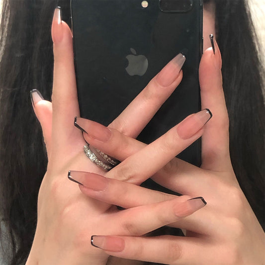 Nude Black French Nails