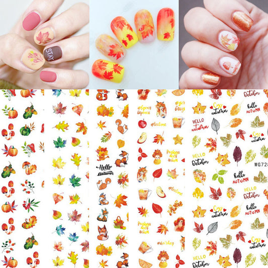Pegatinas para uñas de Acción de Gracias 3D otoño accesorios para decoración de uñas calcomanías autoadhesivas hoja de arce calabaza Turquía diseños pegatina
