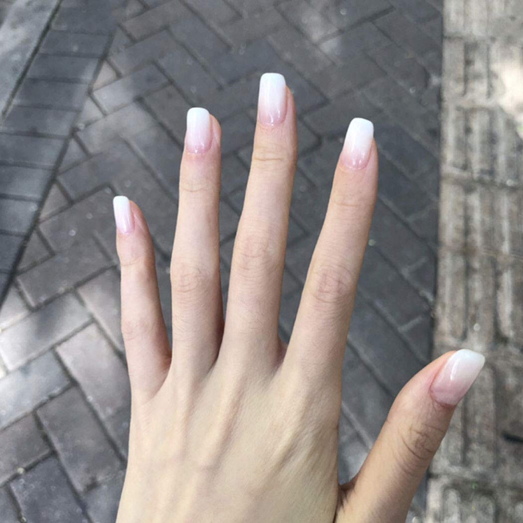 model's fingers wearing white ombre nails 70306900